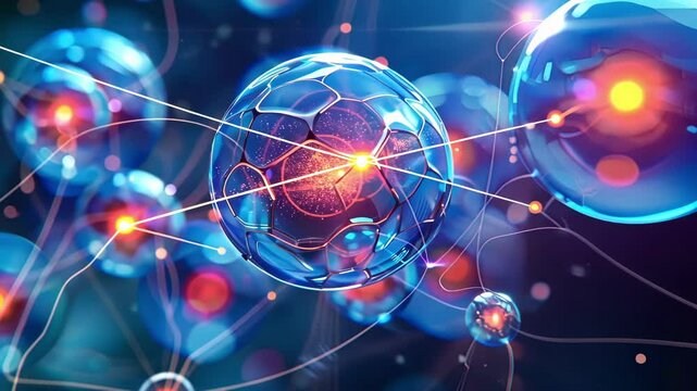 A conceptual illustration of the gluon field as the glue that holds the subatomic particles of a proton together.