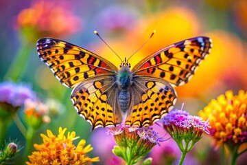 a butterfly is sitting on a purple flower