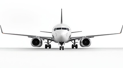 A white airplane with its front landing gear