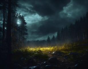 Obraz premium forest in the fog