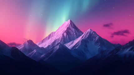 Explore majestic mountains under the northern lights