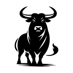 Bull silhouette vector. Bull logo icon. Bull standing silhouette vector isolated.