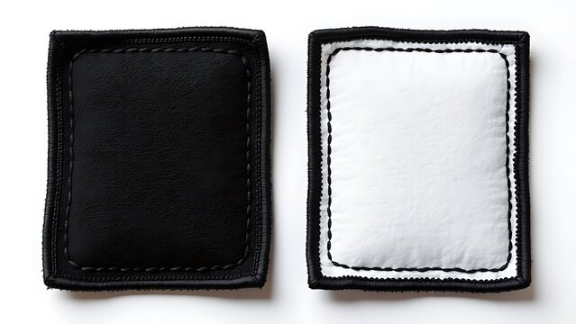 Black and white rectangle embroidered patch mockup