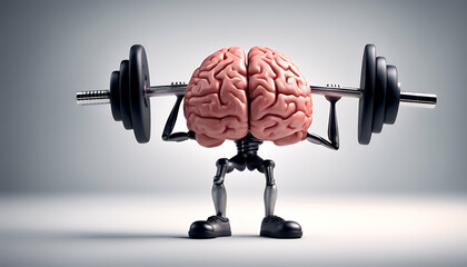 funny symbol character brain at gym hardy creative psychology design exercise training muscle 