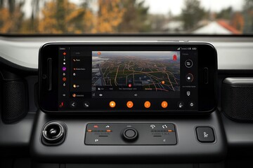 Navigation Screen in Car Interior