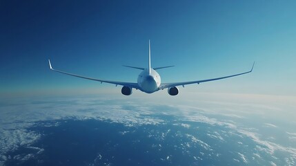Fototapeta premium Commercial airplane flying in the blue sky
