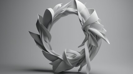 Fototapeta premium A minimalist 3D outline of a wreath bow with clean, simple lines.