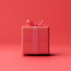 A minimalist 3D outline of a wrapped Christmas present with a simple ribbon.