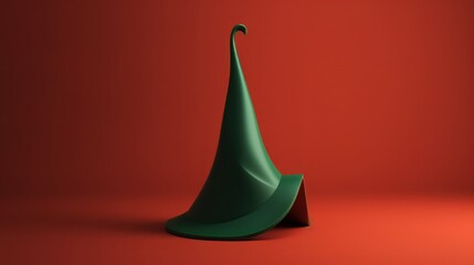 Fototapeta premium A minimalist 3D outline of an elf hat with a clean curve and simple lines