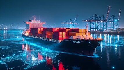 Fototapeta premium Cargo container ships utilize technology for global logistics
