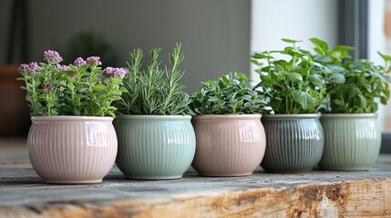 Fototapeta premium Create a chic arrangement of pastel ceramic pots