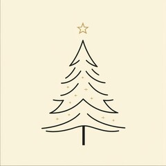 Fototapeta premium A minimalist Christmas star shining above a simple tree outline.