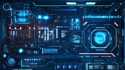 Fototapeta premium A futuristic digital interface featuring glowing elements and intricate circuitry.