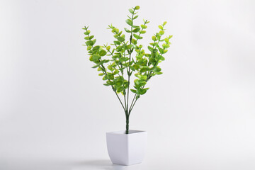 Small artificial tree in a pot isolated on white background. Concept image for interior design and...