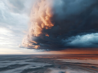 Dramatic clouds transform the landscape at sunset