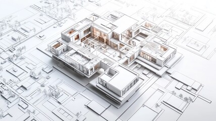 A 3D architectural model showcasing modern building design.