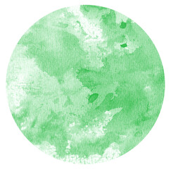 Green Watercolor hand painted circles texture. Watercolour circle elements for design.