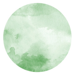 Green Watercolor hand painted circles texture. Watercolour circle elements for design.
