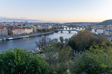 Fototapeta premium Bridges over Vltava River in Prague, Czech Republic