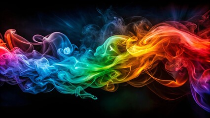 Obraz premium Abstract Swirling Smoke in Vivid Hues Against a Dark Background