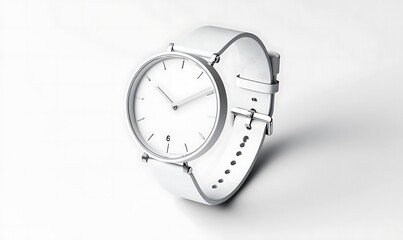 White watch with wristlet mockup, isolated, depth of field, 3d rendering. Empty accessory clock mockup