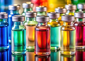 Candid photography highlights isolated mixed vaccine vials for mumps, measles, and rubella, emphasizing immunization, pediatric health, vaccine development, and public health awareness efforts.