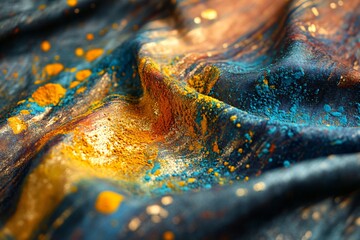Vibrant Textile with Artistic Paint Splashes in Rich Colors, Capturing Dynamic Patterns and Textures for Creative Projects and Designs