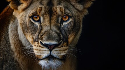 Obraz premium Close-Up Portrait of a Lioness with Intense Eyes