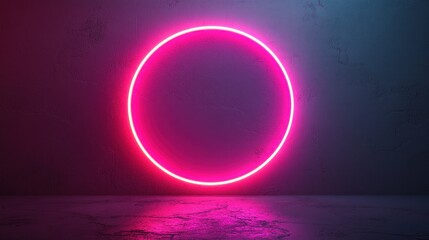 Pink Neon Circle on Concrete Wall