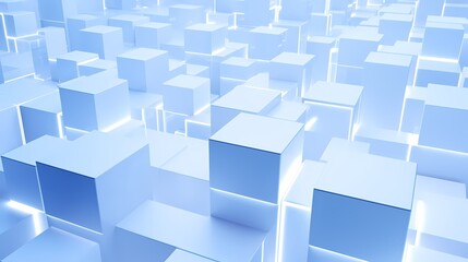 digital technology blue and white luminous 3d square poster background