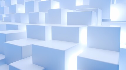 Fototapeta premium digital technology blue and white luminous 3d square poster background