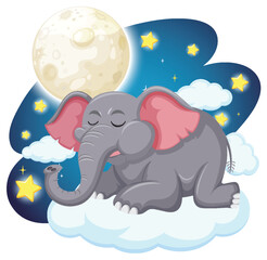 Dreaming Elephant Under the Moonlight