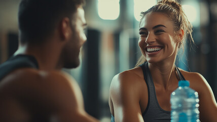 Young athletes engage in friendly conversation at a gym during a training session