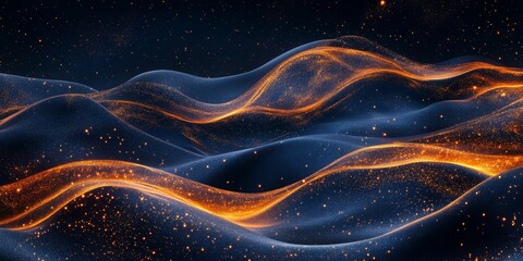 Obraz premium 3D Golden Wave Background, Generative AI