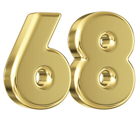 Gold 3D Number 68