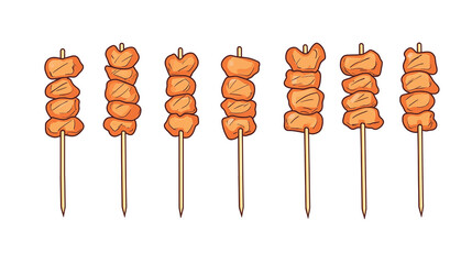 Cartoon barbecue meat skewers illustration
