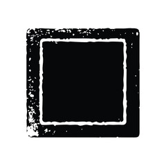 Distressed black square with grunge texture, Vector illustration of a black square featuring a rough, distressed grunge texture, giving it a worn and vintage look.
