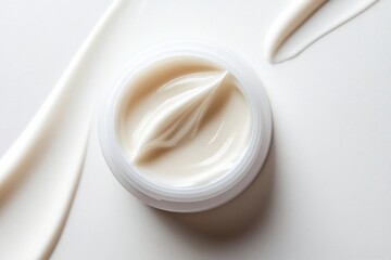 A white cream tube is placed on a white background.