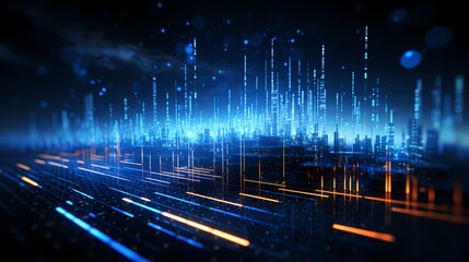 digital technology blue purple data particle poster background