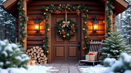 door with christmas decoration