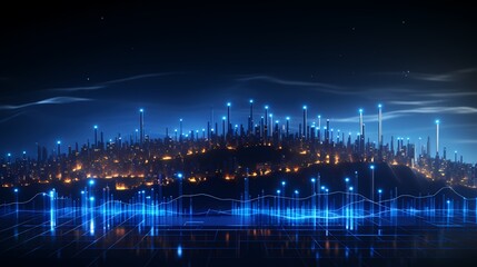 digital technology blue purple data particle poster background