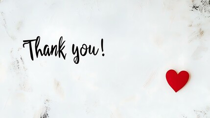 A handwritten note with the words "Thank you!" and a heart symbol on a white background, written in black marker. The text is isolated on a clean white background with a simple red love symbol