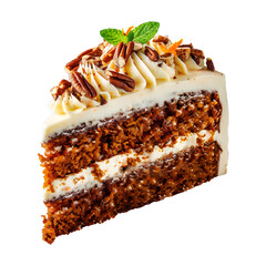 A Slice of Carrot Cake with Transparent Background