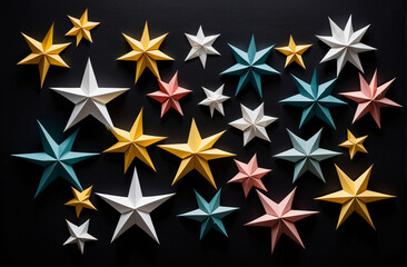 Obraz premium Recycled Stars Constellation: Eco-Friendly Art Made from Paper and Plastic