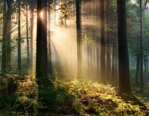 Obraz premium Magical Forest in Morning Light