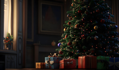 Christmas tree close-up scene at night, Christmas tree close-up, commercial, poster, background, wallpaper, advertising, marketing, gift, Christmas tree, Christmas, decoration, frame