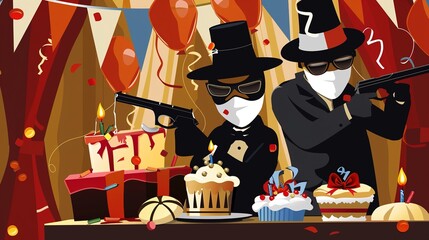 Criminally Cool: Unique Bank Robbers Birthday Background Ideas