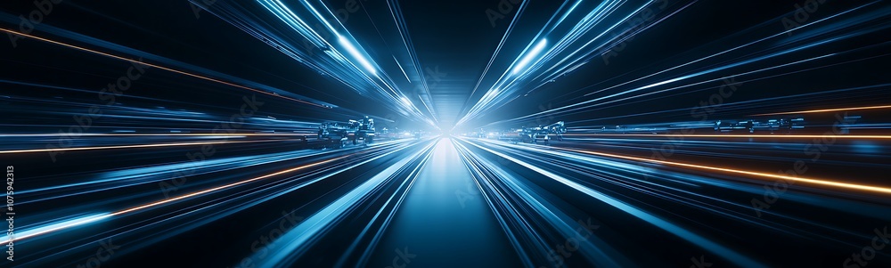 Aufkleber A dynamic burst of light and energy, depicting motion and speed through a futuristic, abstract digital environment.