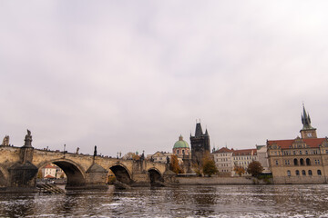 Obraz premium Charles Bridge, Prague, Czech Republic. View from the Vltava River.