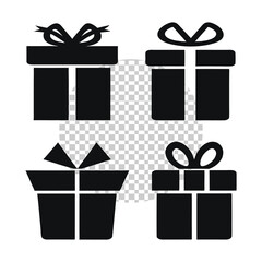 Holy Christmas gift box icons set in Trendy Flat style. Gift boxes with ribbon icons Set. Gift box flat line silhouette set